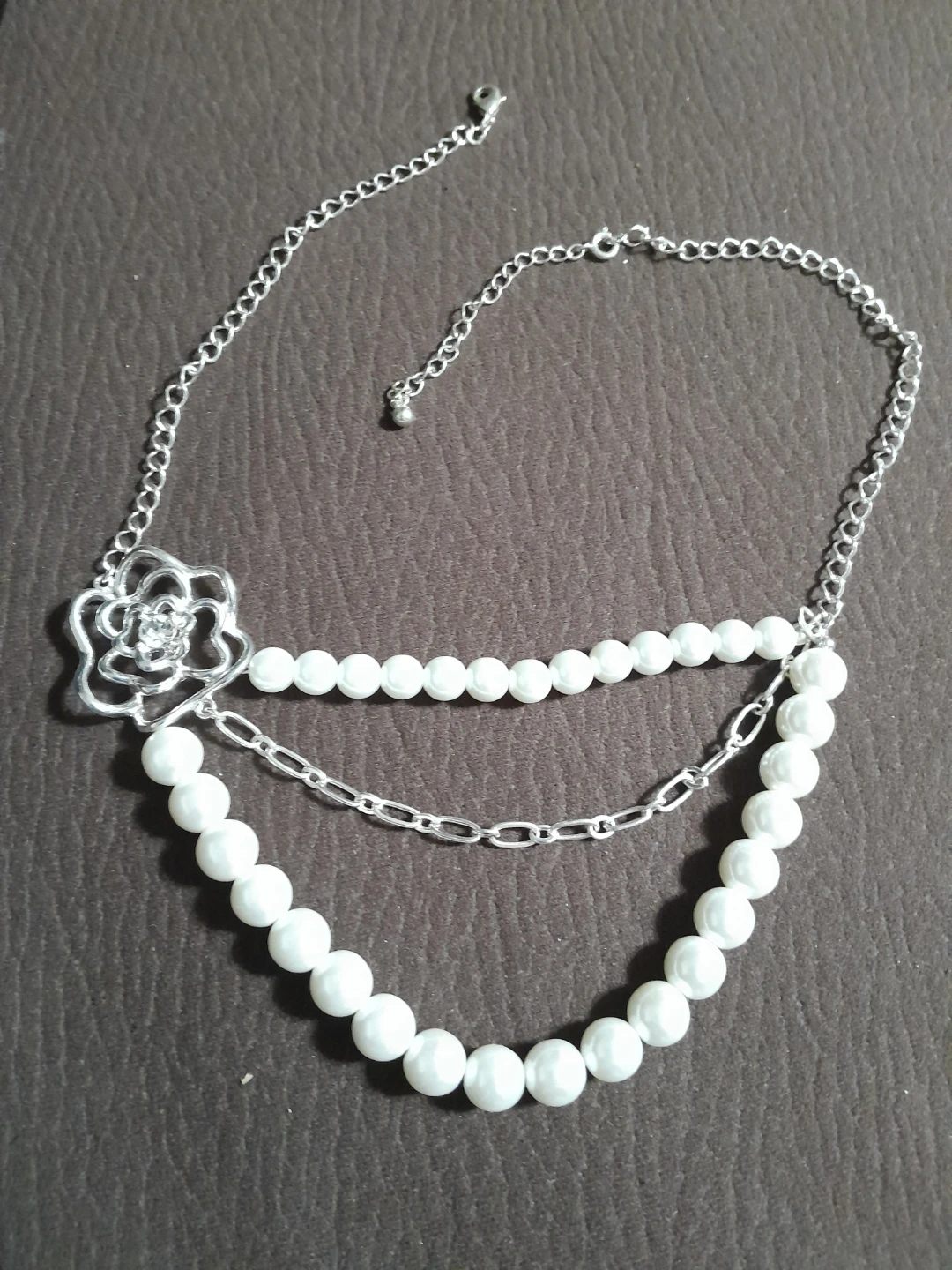 Pearl and Flower Accent Necklace
