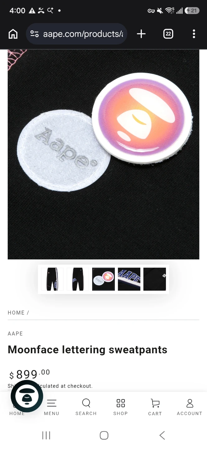 Aape by A Bathing Ape Moonface Lettering Sweatpants XS - photo 2