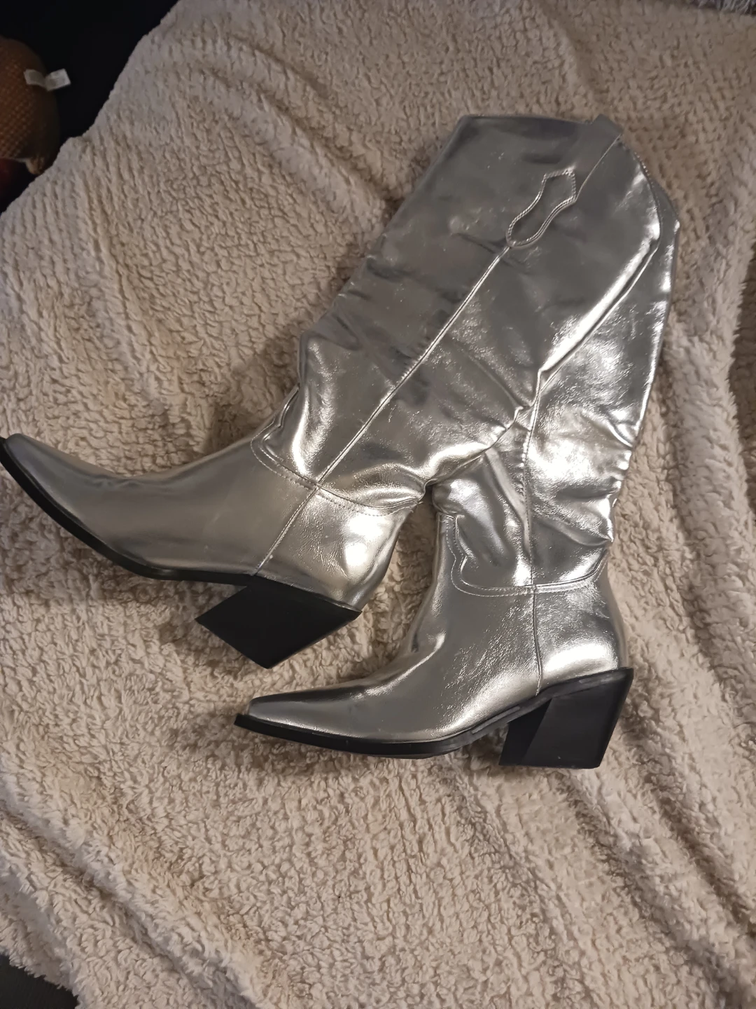 BILLINI Silver Knee-High Western Boots