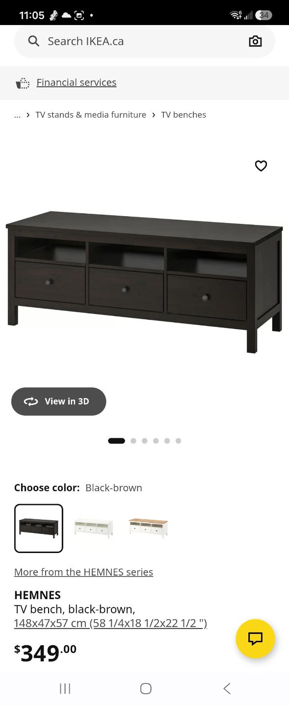 IKEA HEMNES TV Bench - Black-Brown - photo 2