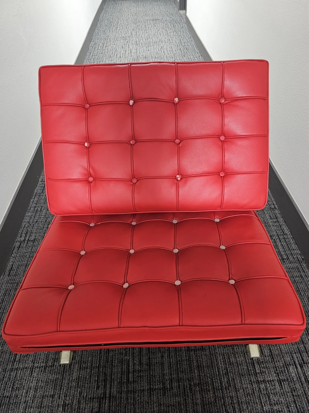 Red Barcelona Style Chair and Ottoman Set - photo 4