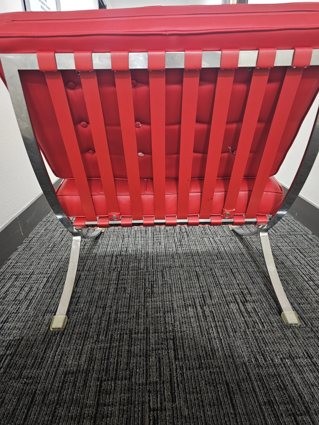 Red Barcelona Style Chair and Ottoman Set - photo 5