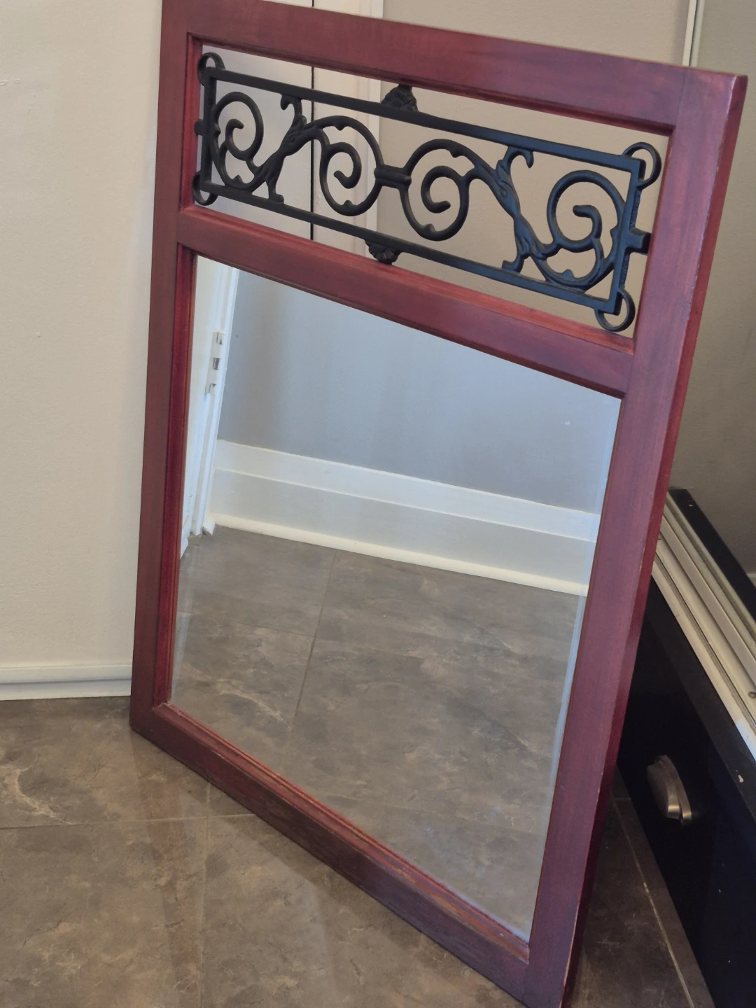Decorative Wall Mirror with Ornate Metal Insert