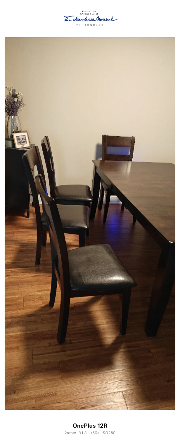 Dark Brown Wood Dining Set with 6 Chairs - photo 3