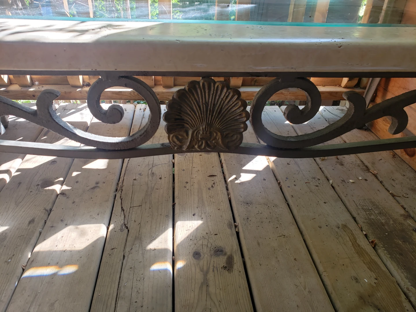 Antique Cast Iron with  Glass Top Coffee Table - photo 2