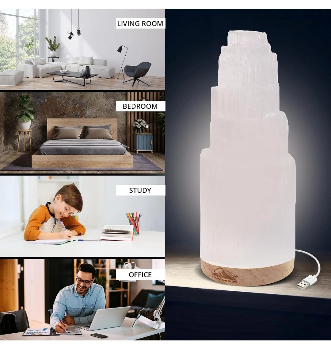 New Himalayan Glow Natural Selenite Crystal Lamp - photo 4