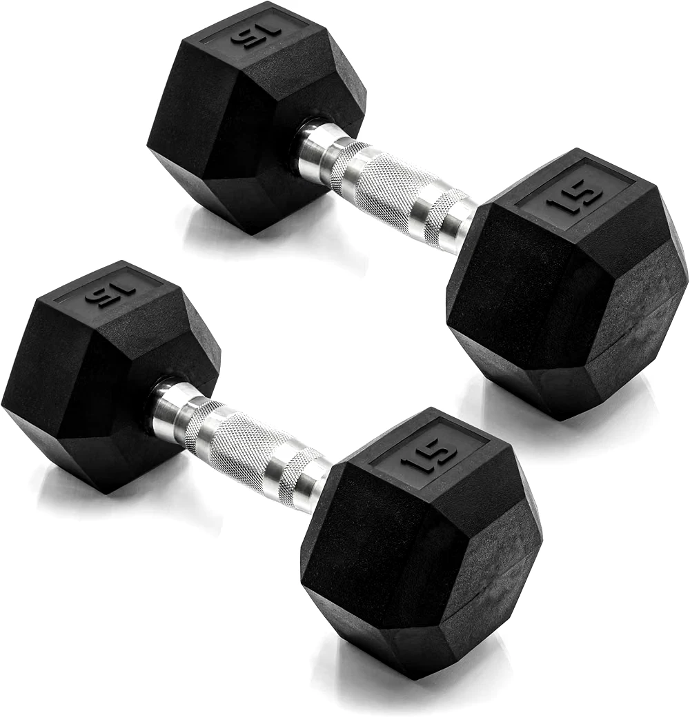Pair of 15lb Hex Dumbbells
