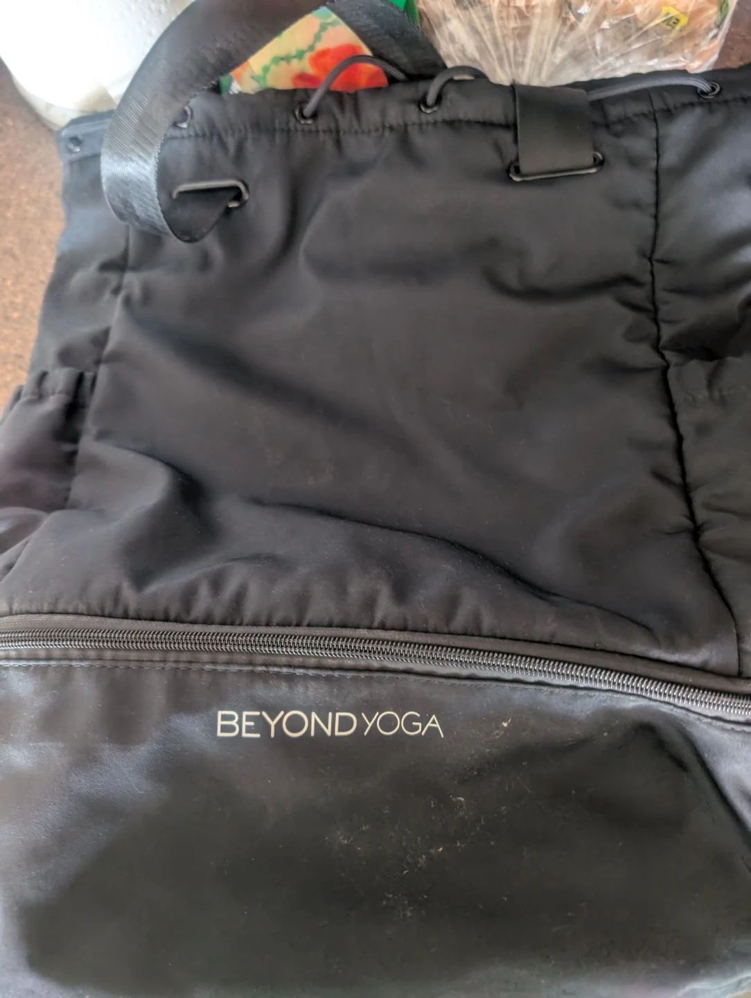 Beyond Yoga Black Nylon Drawstring Bag