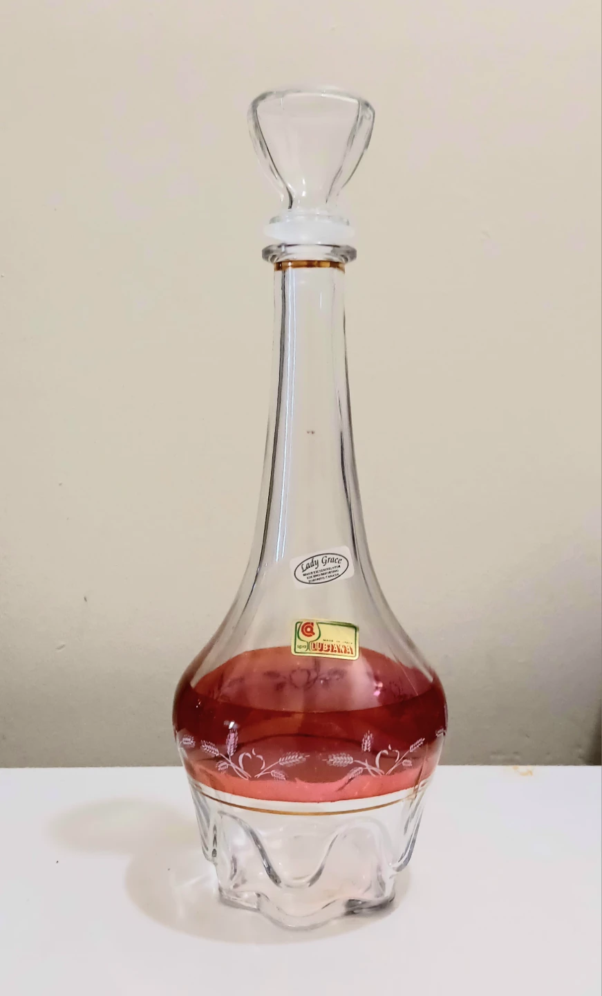 Vtg Cranberry Italian Lubiana Decanter