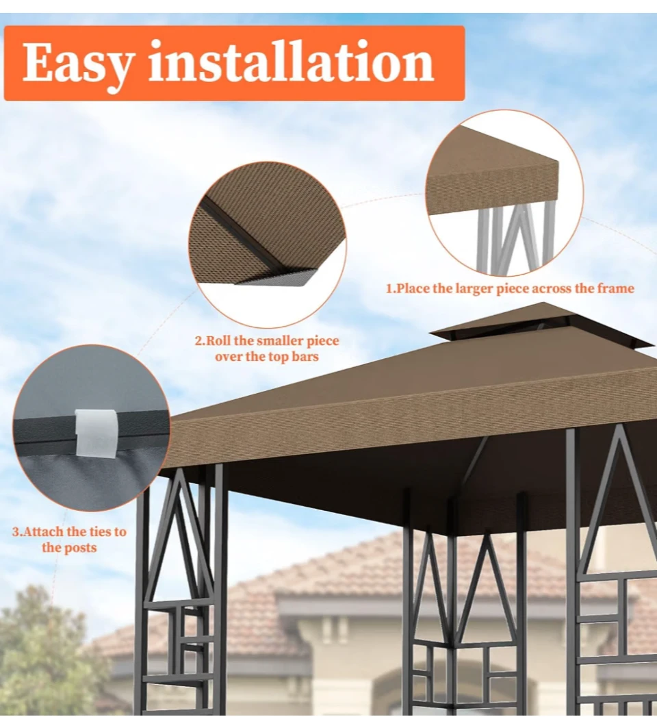 10x10 Gazebo Canopy Replacement Top Cover - Coffee - photo 4