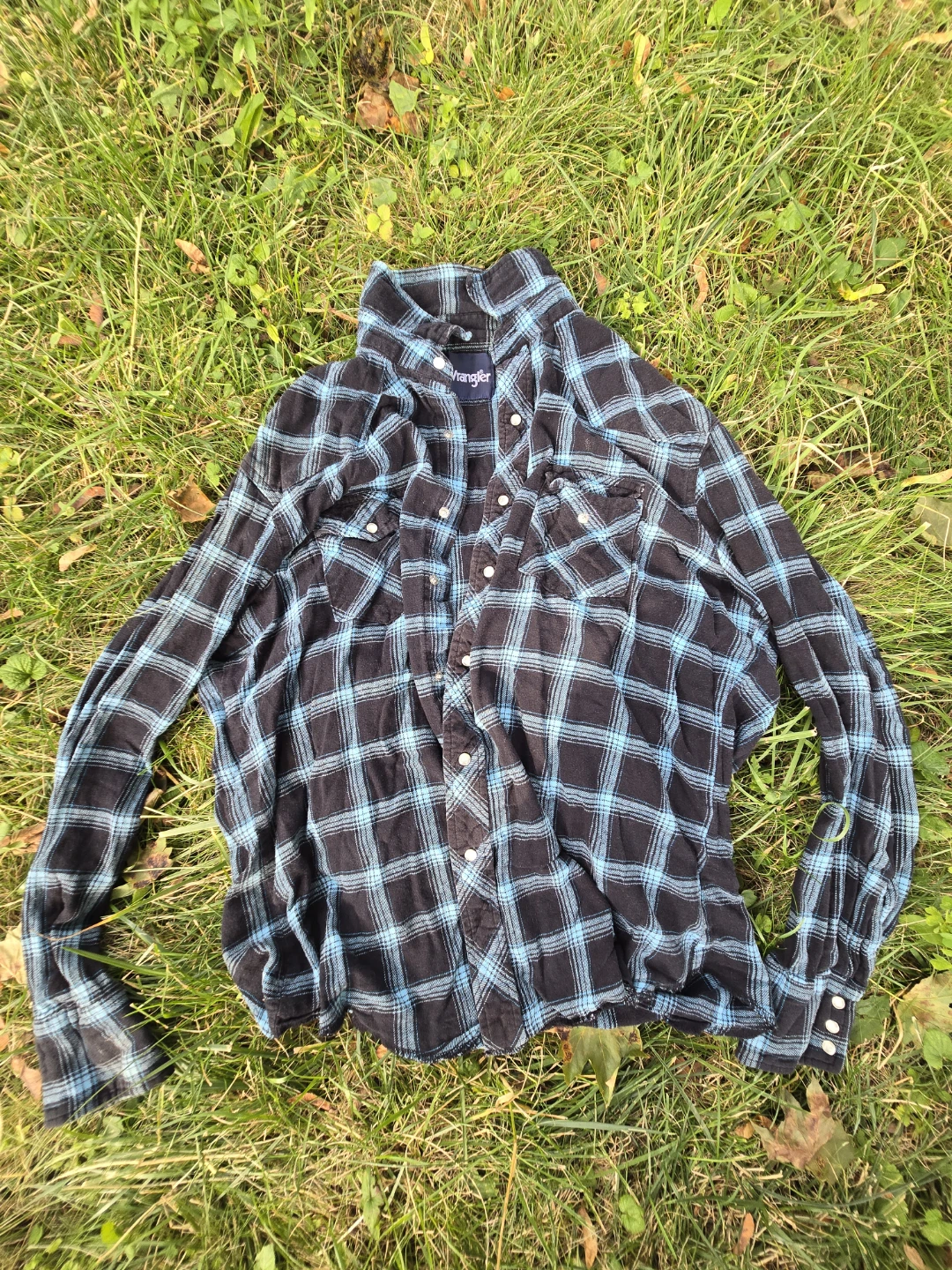 Wrangler Plaid Long Sleeve Shirt mens medium