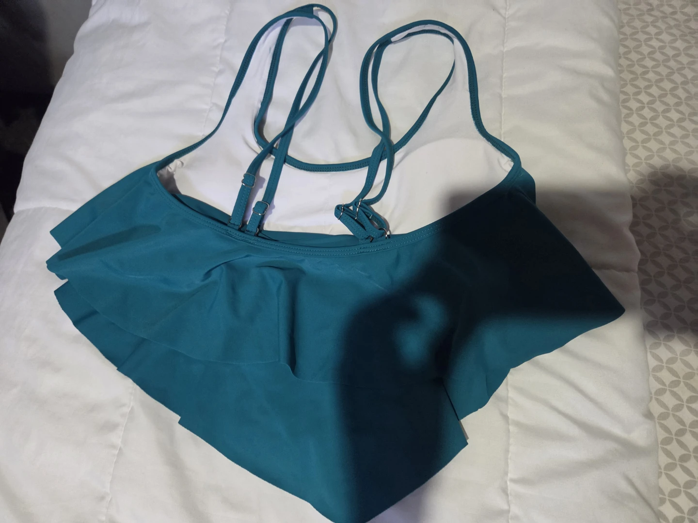 Teal Ruffle Swim Top - photo 2