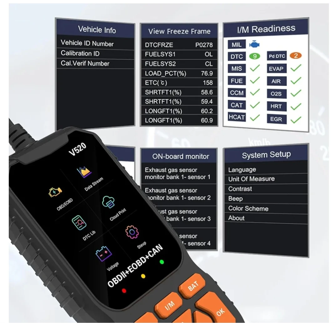 V520 OBDII EOBD+CAN Car Diagnostic Tool - photo 4