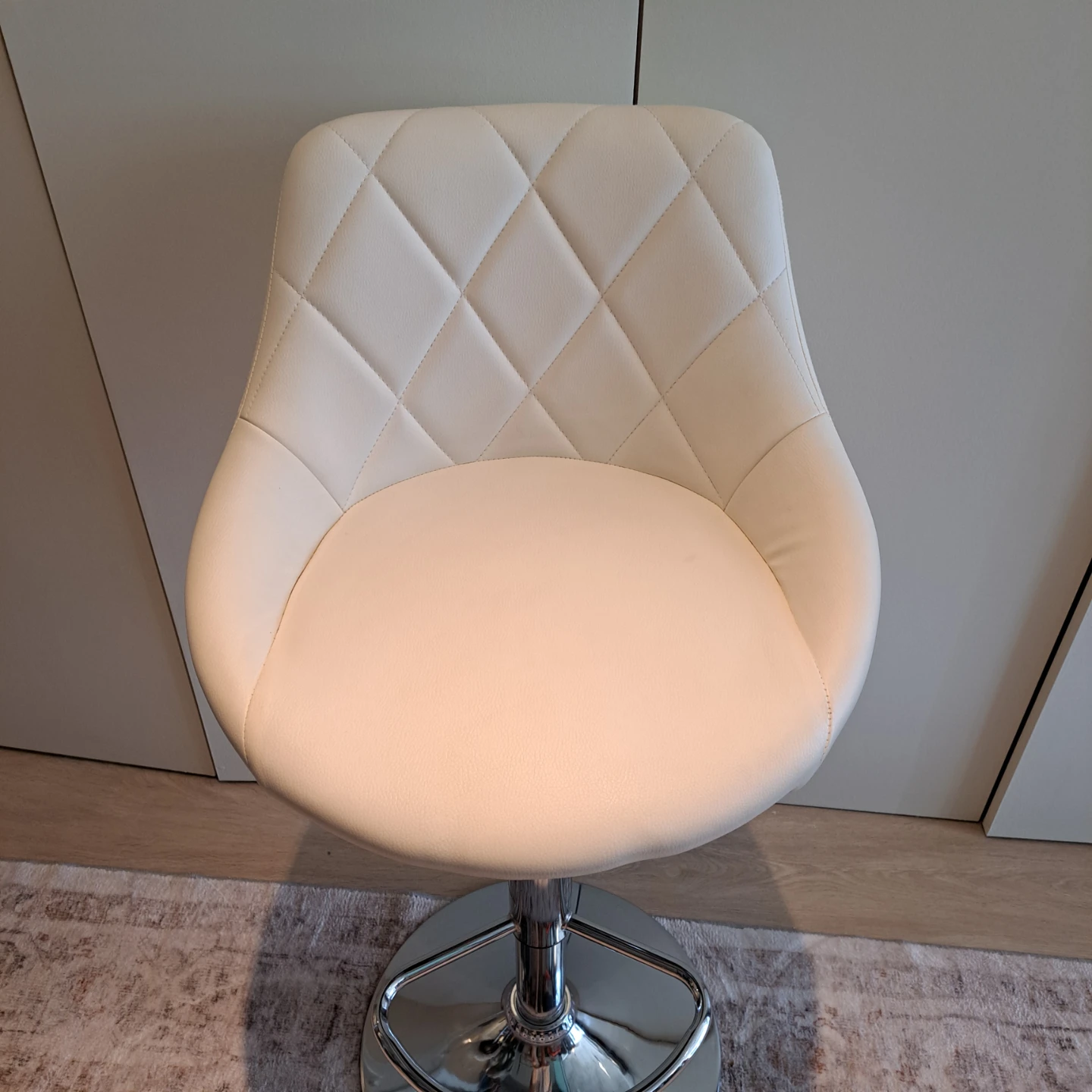 Cream White Bar Stool With Faux Leather - photo 4