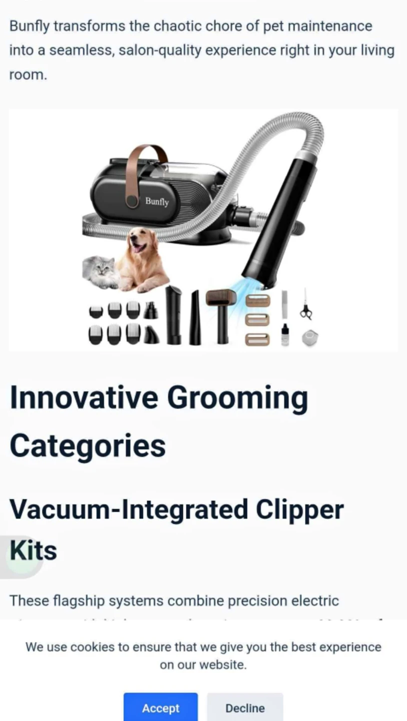 Bunfly PET Grooming Kit QuiteVacuum + Trimmer, 16 Grooming Tools