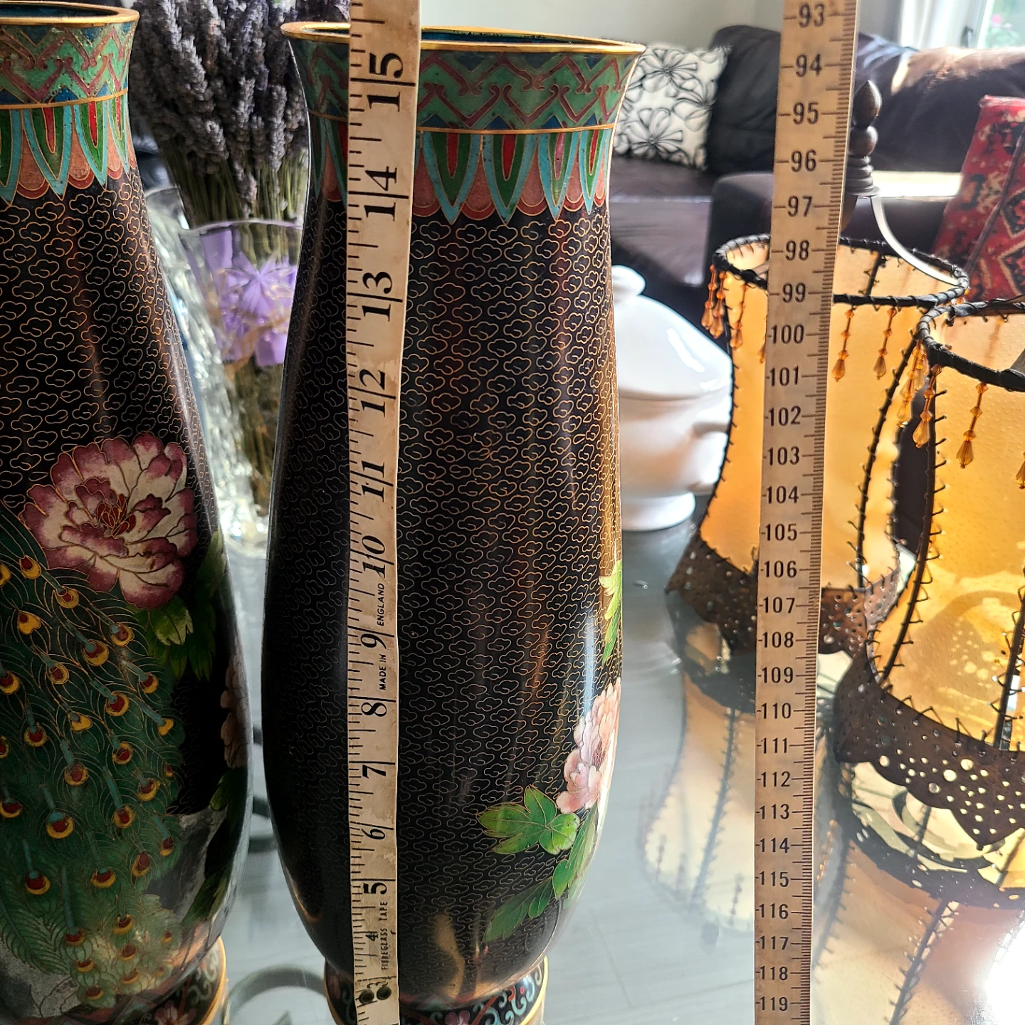 Pair of Cloisonné Vases with Peacock Design - photo 3