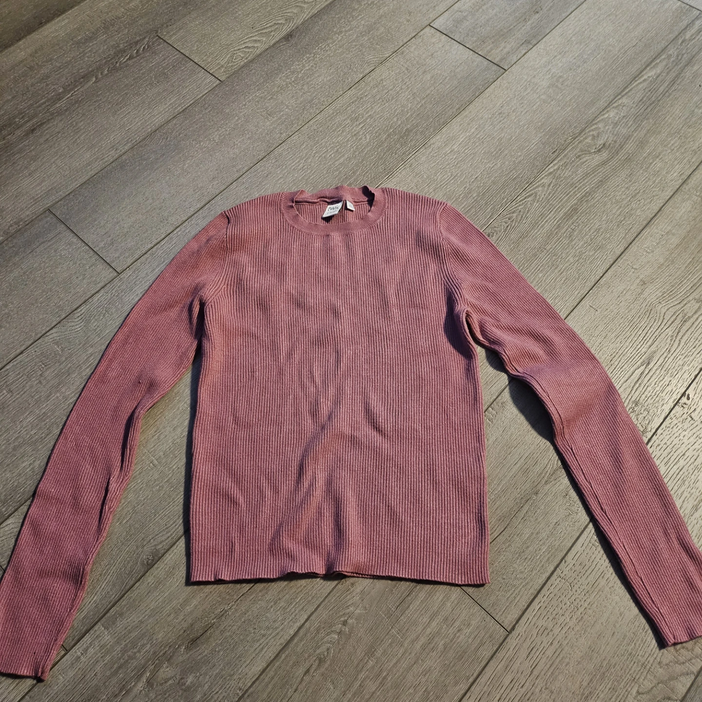 Pink Ribbed Long Sleeve Top