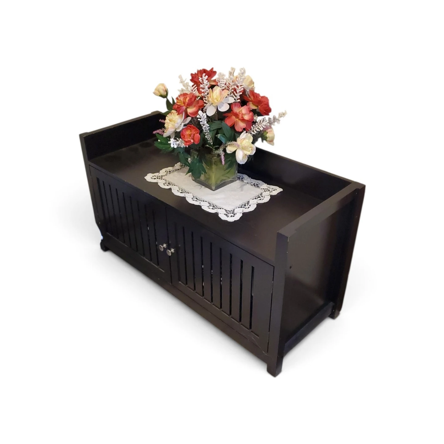 Dark Wood Storage Bench
