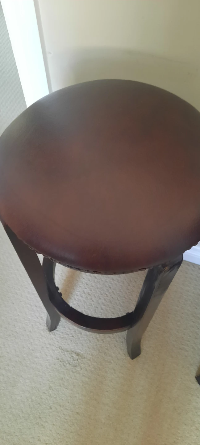 Brown Leather Bar Stool with Wooden Legs - photo 2