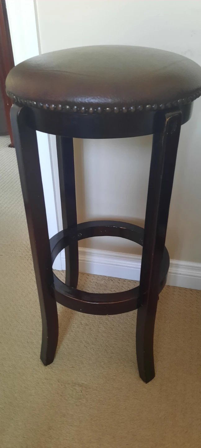 Brown Leather Bar Stool with Wooden Legs - photo 3