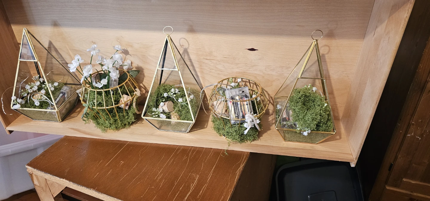 Pyramid,candle holders,moss,rope - photo 2