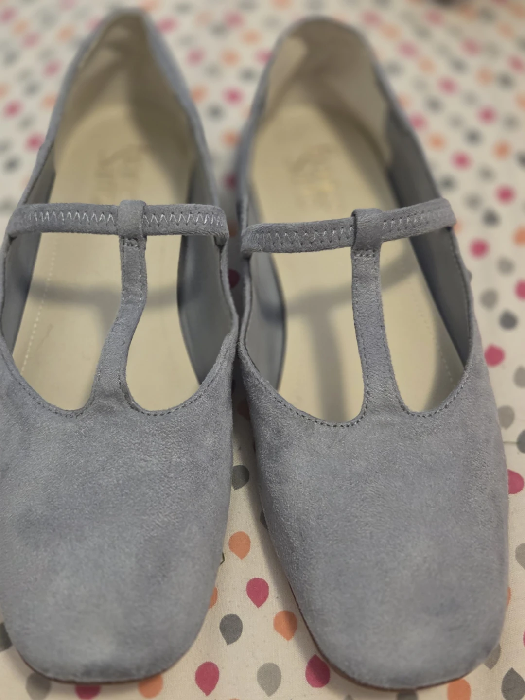 Franco Sarto Blue Suede T-Strap Flats