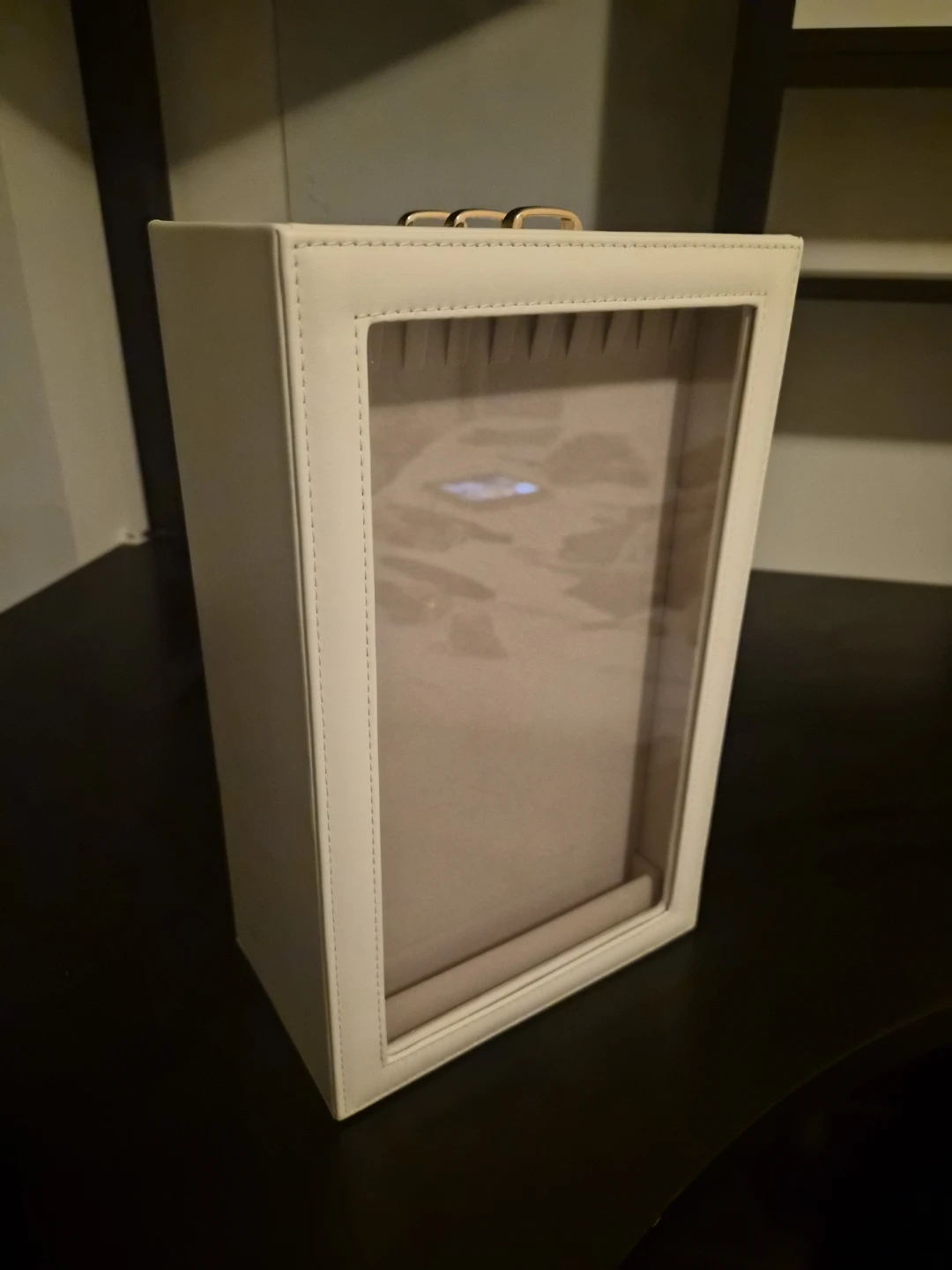 Cream Jewellery Organizer with Glass Top