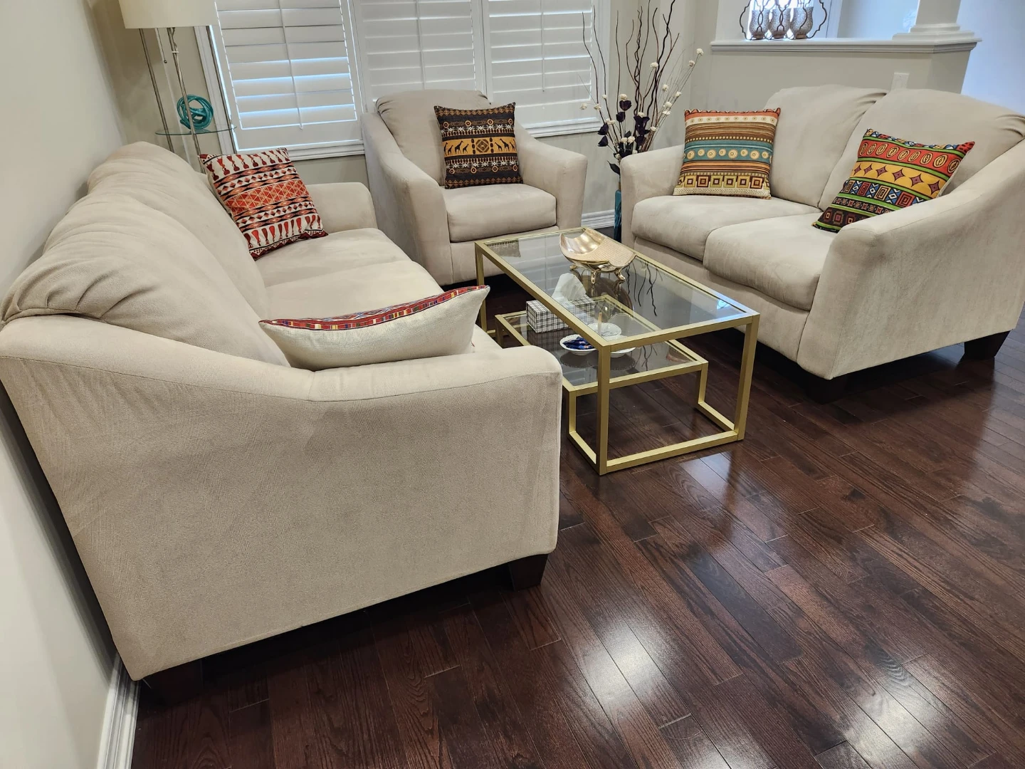 Beige Sofa and Loveseat Set