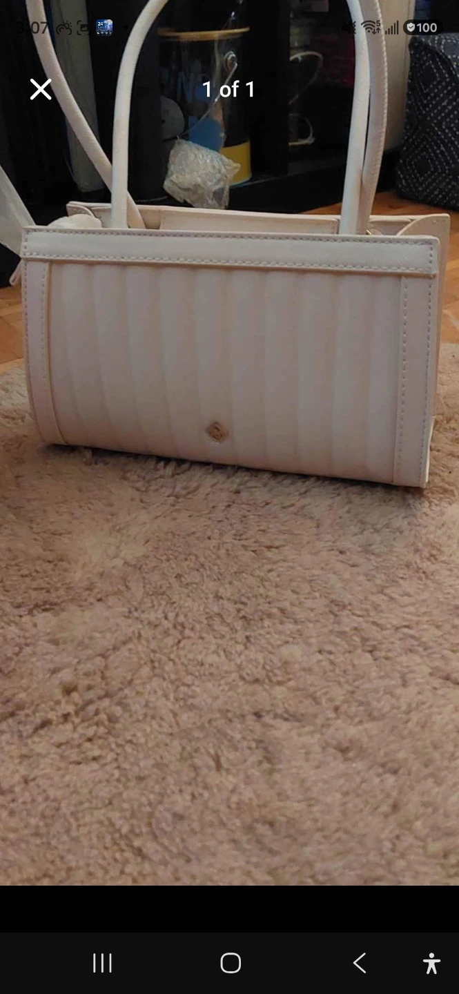 Pale Pink Striped Handbag