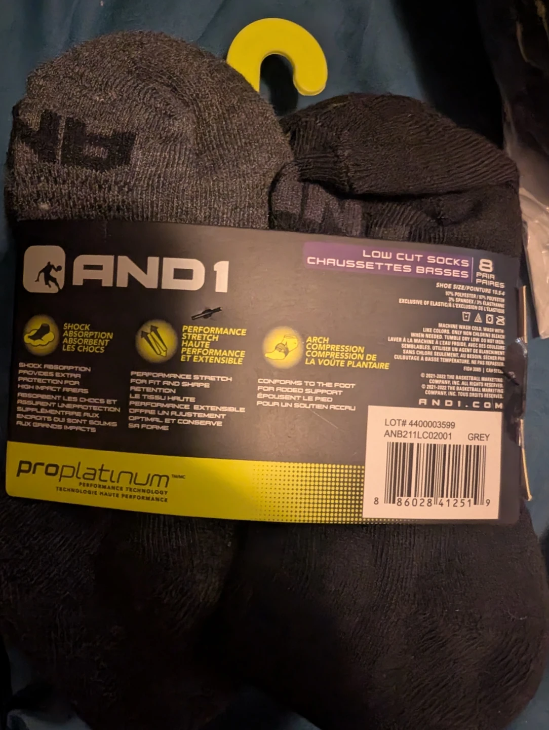 AND1 8 Pair Low Cut Boys Socks Size 10.5-4 Grey - photo 2