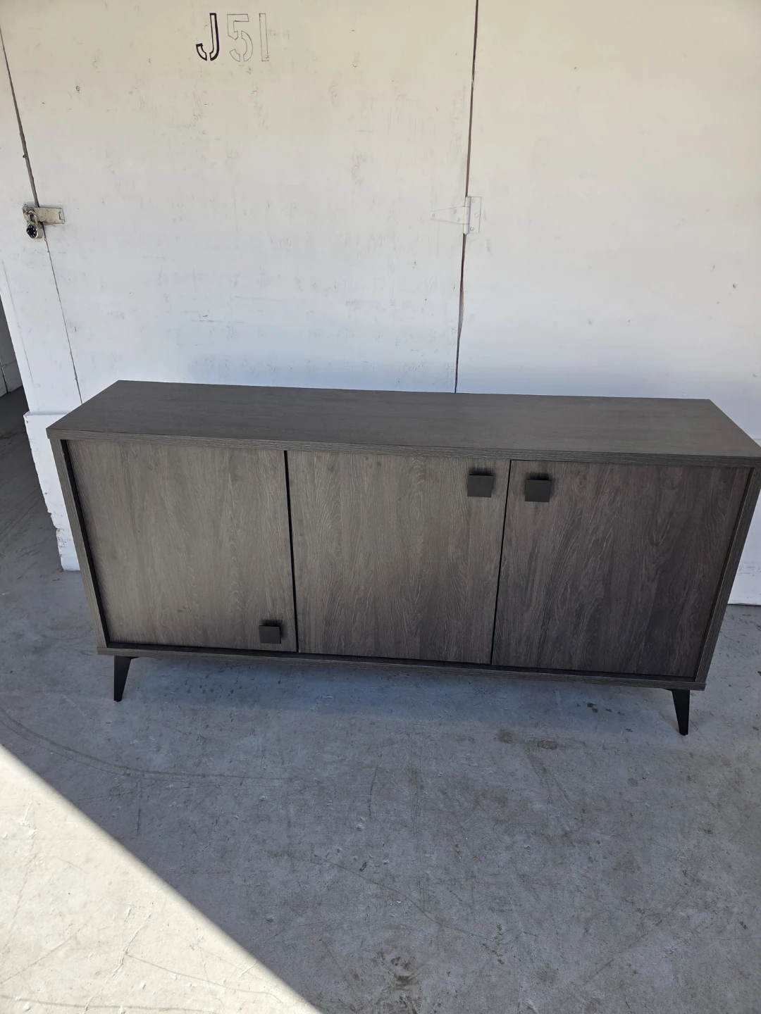 Modern Grey Wood Grain Sideboard Cabinet