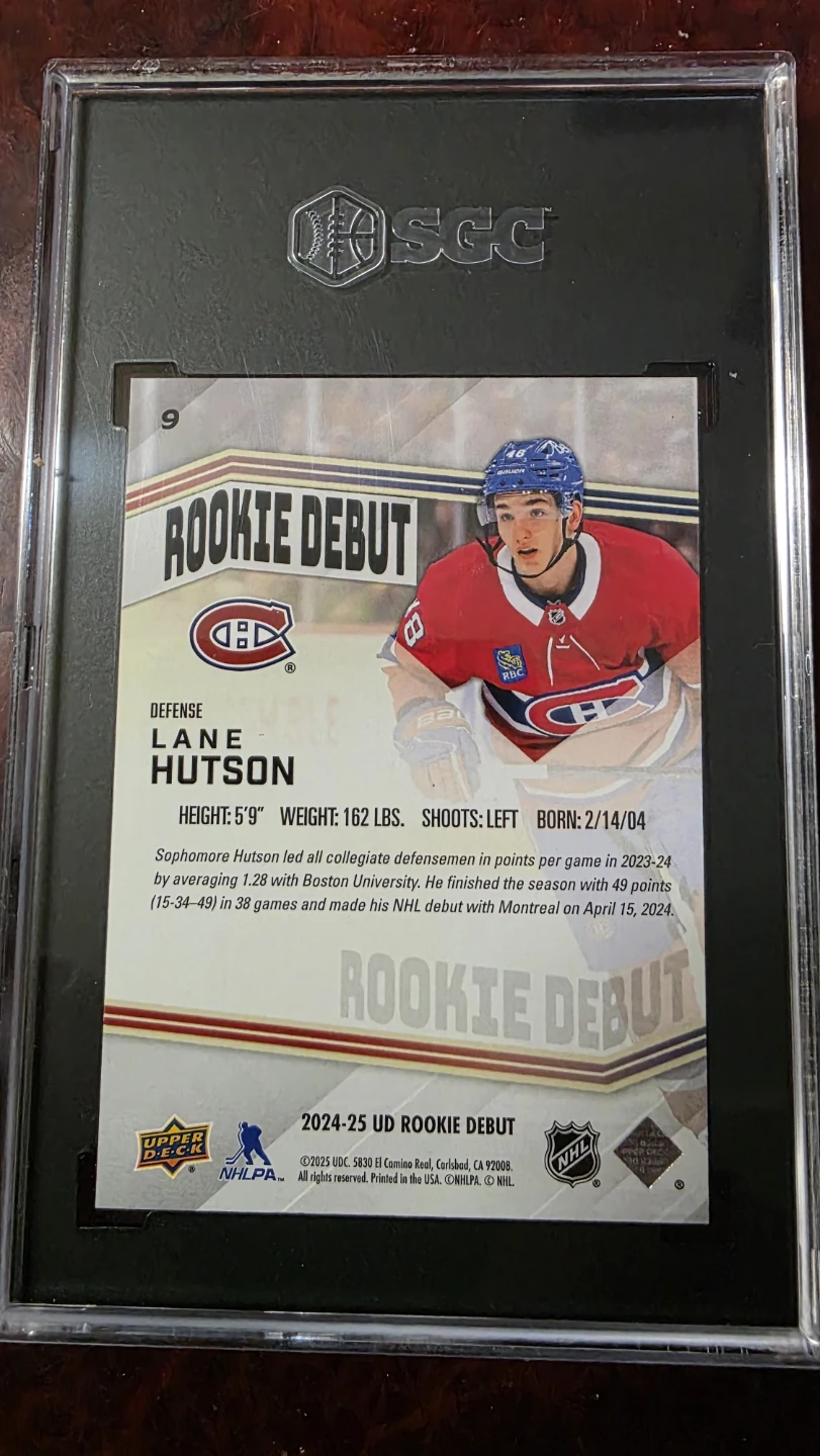 2024-25 Upper Deck Lane Hutson Rookie Debut Hockey Card - photo 2