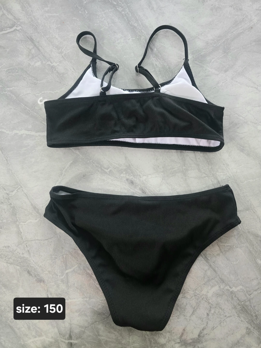 Black ribbed two-piece swimsuit size 150 - photo 3