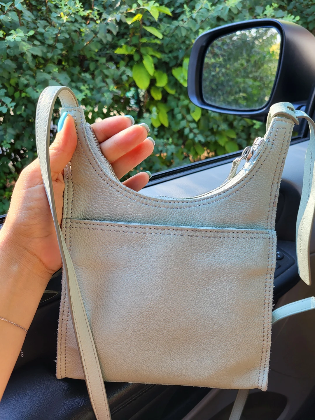 Light green Leather Crossbody Bag