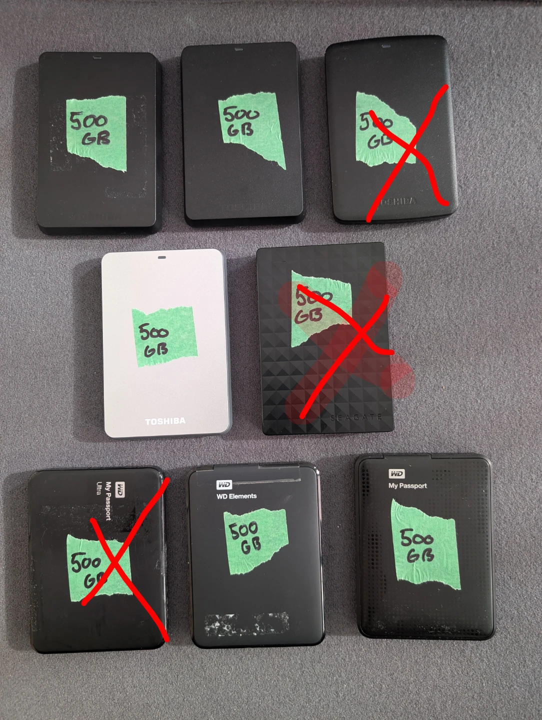 500GB Portable External Hard Drives (WD, Seagate, Toshiba)