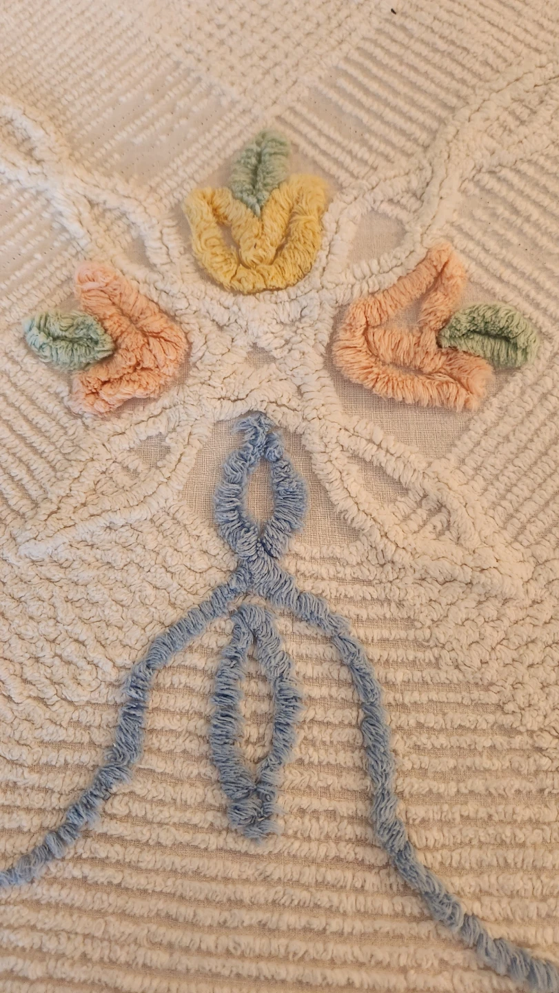 Vintage floral chenille bedspread - photo 2
