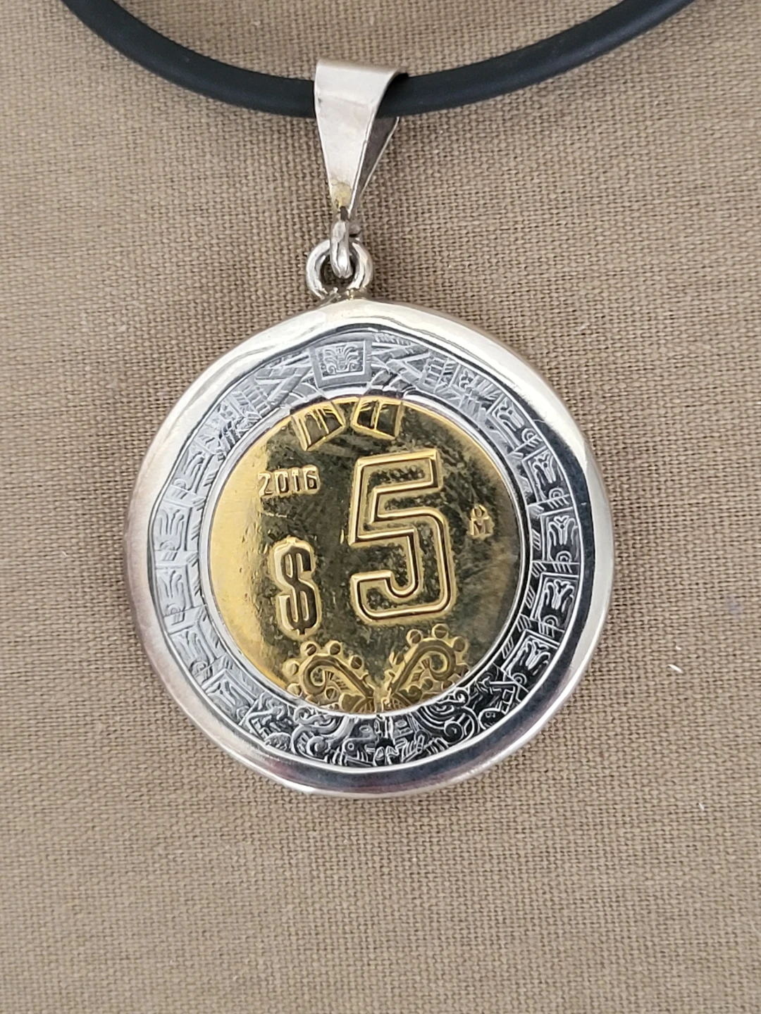 Mexican 5 Peso Coin Pendant Necklace - photo 3