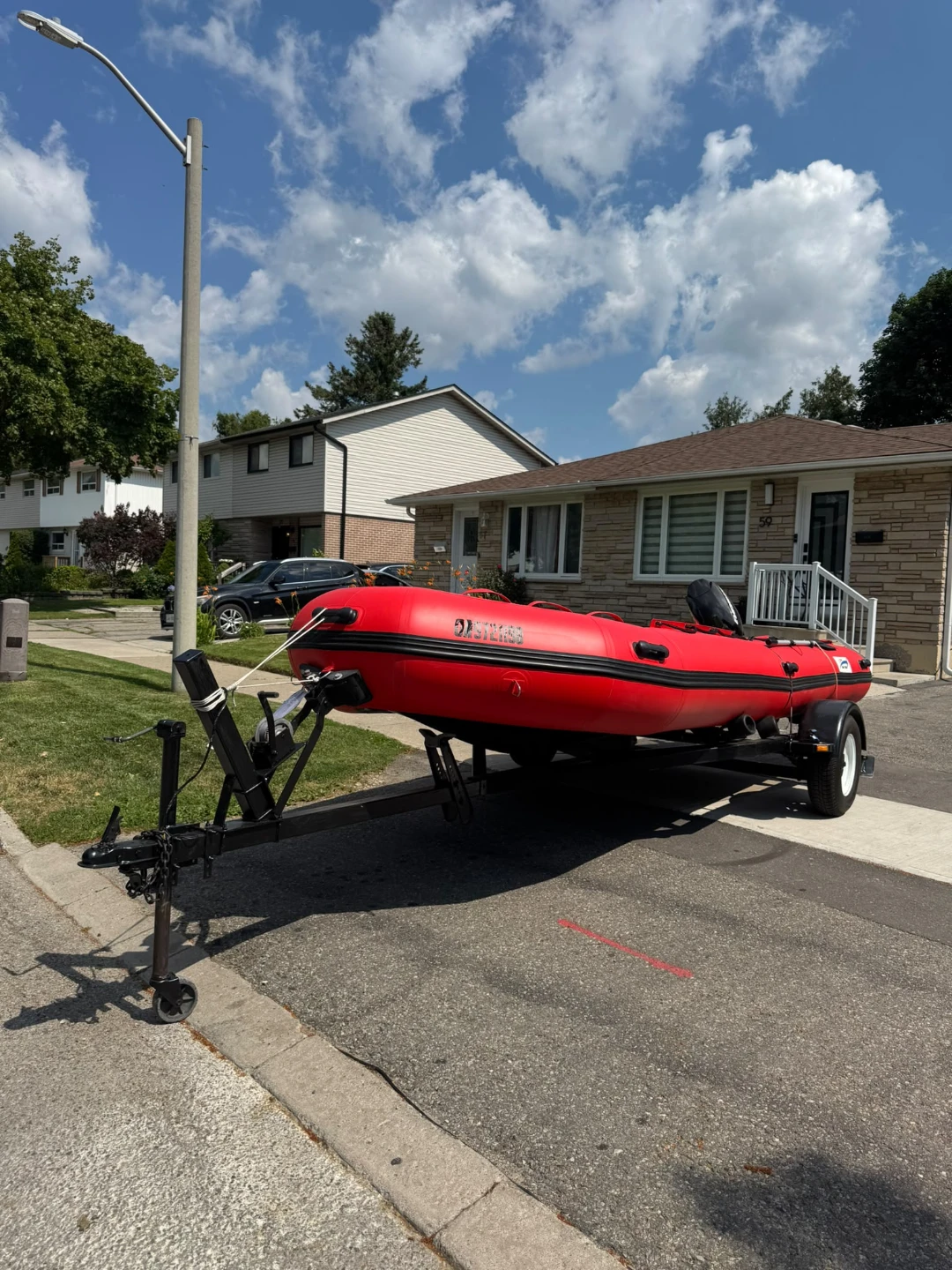 Red Like Boat Inflatable Boat with Evinrude Outboard Motor