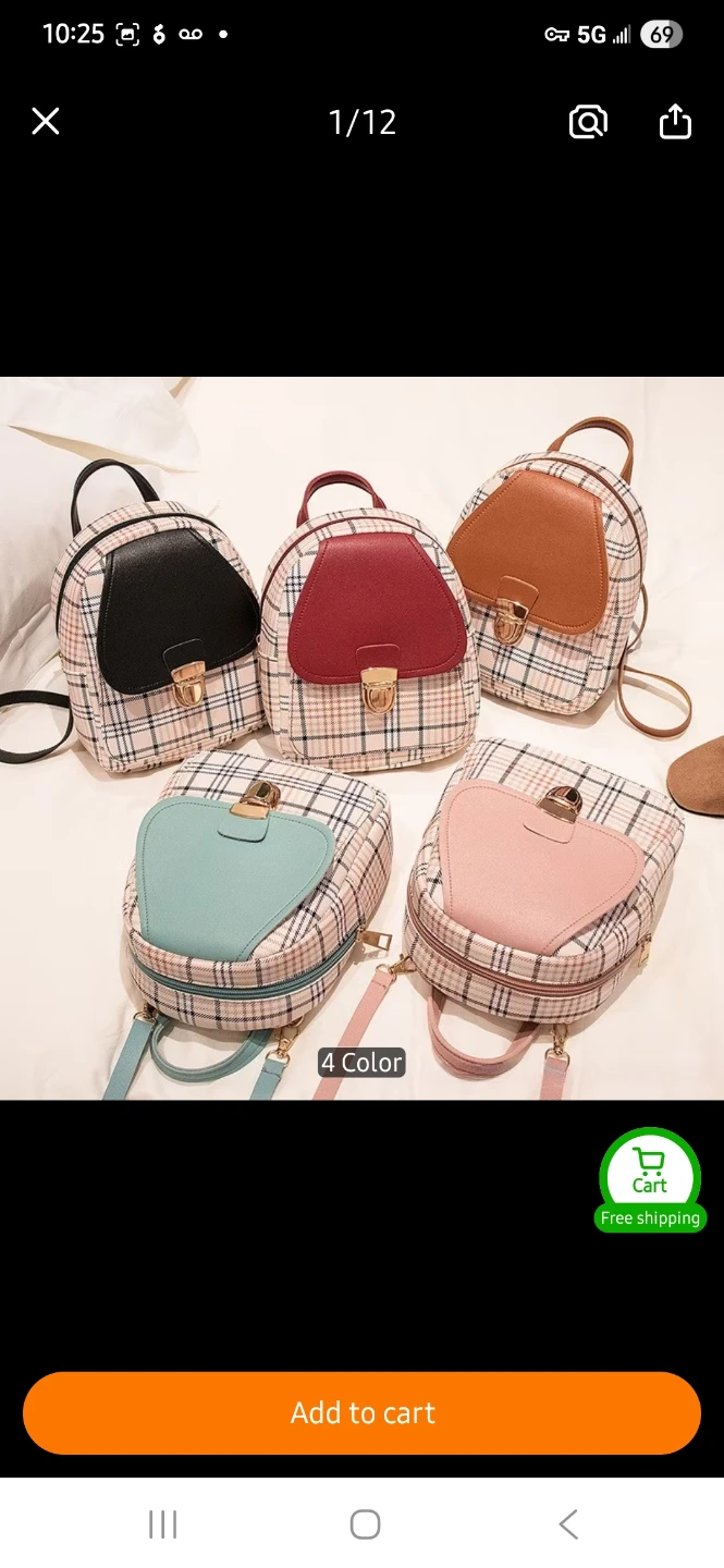 Plaid Mini Backpack with Brown Faux Leather Flap - photo 4