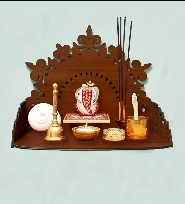 (BRAND NEW) Rustic Wooden Prayer Temple & Floating Shelf Decor - photo 2