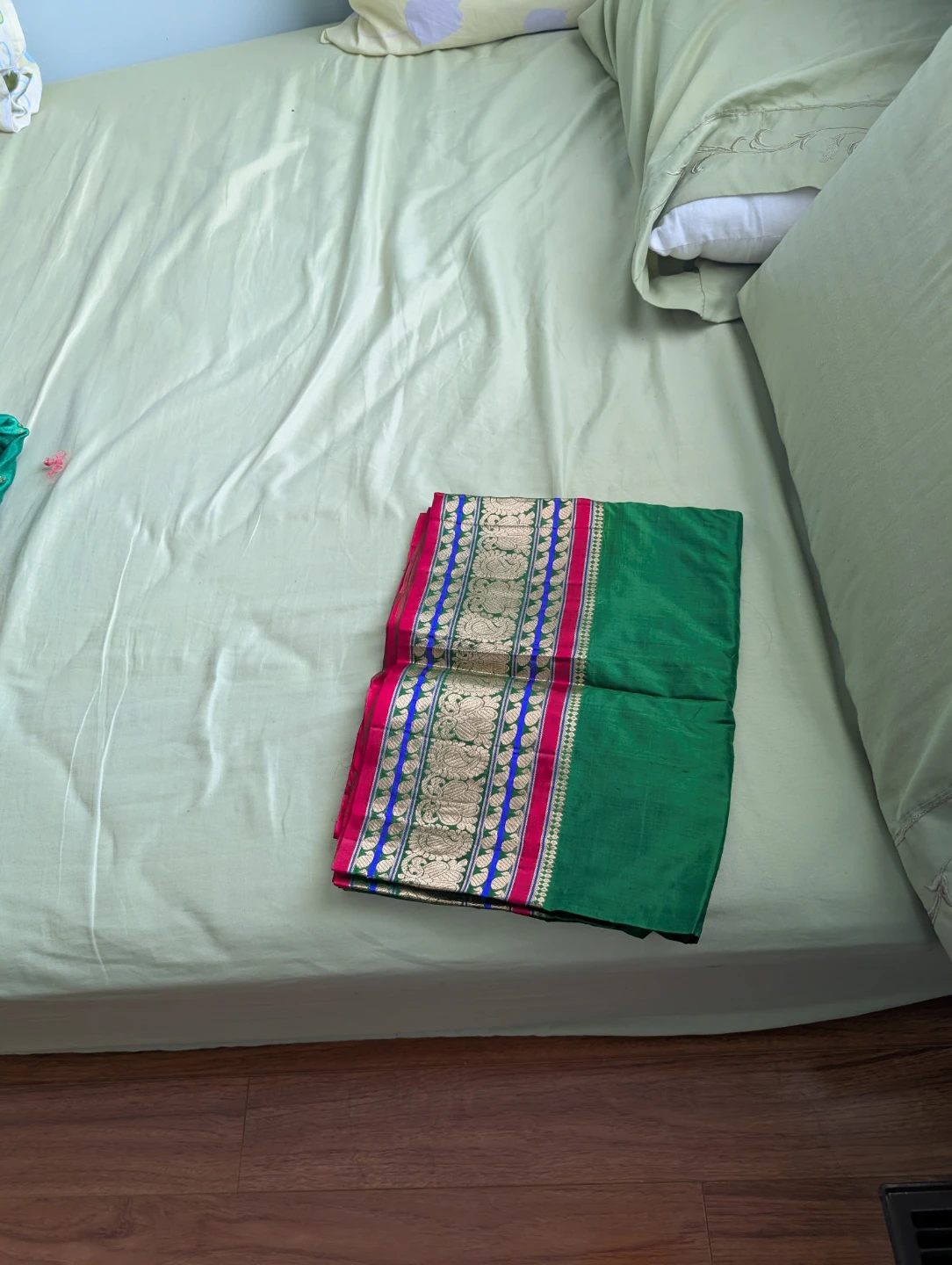 Green Saree with Gold Border $35 both