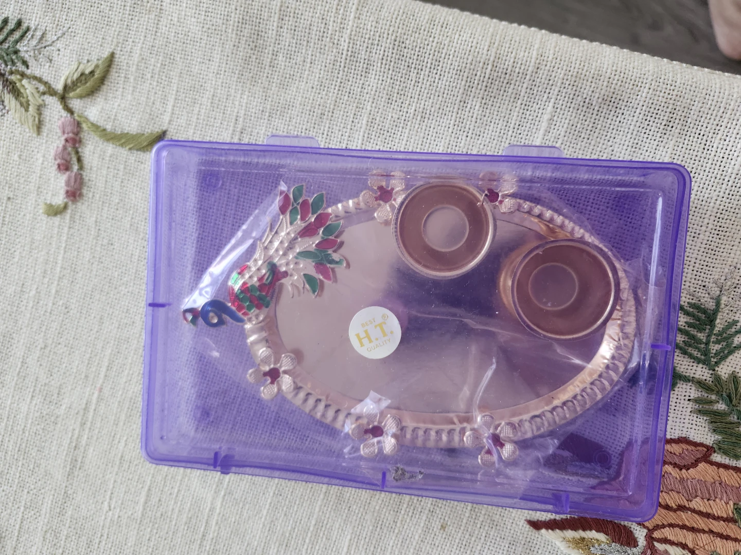 Decorative Peacock Tray with Cups