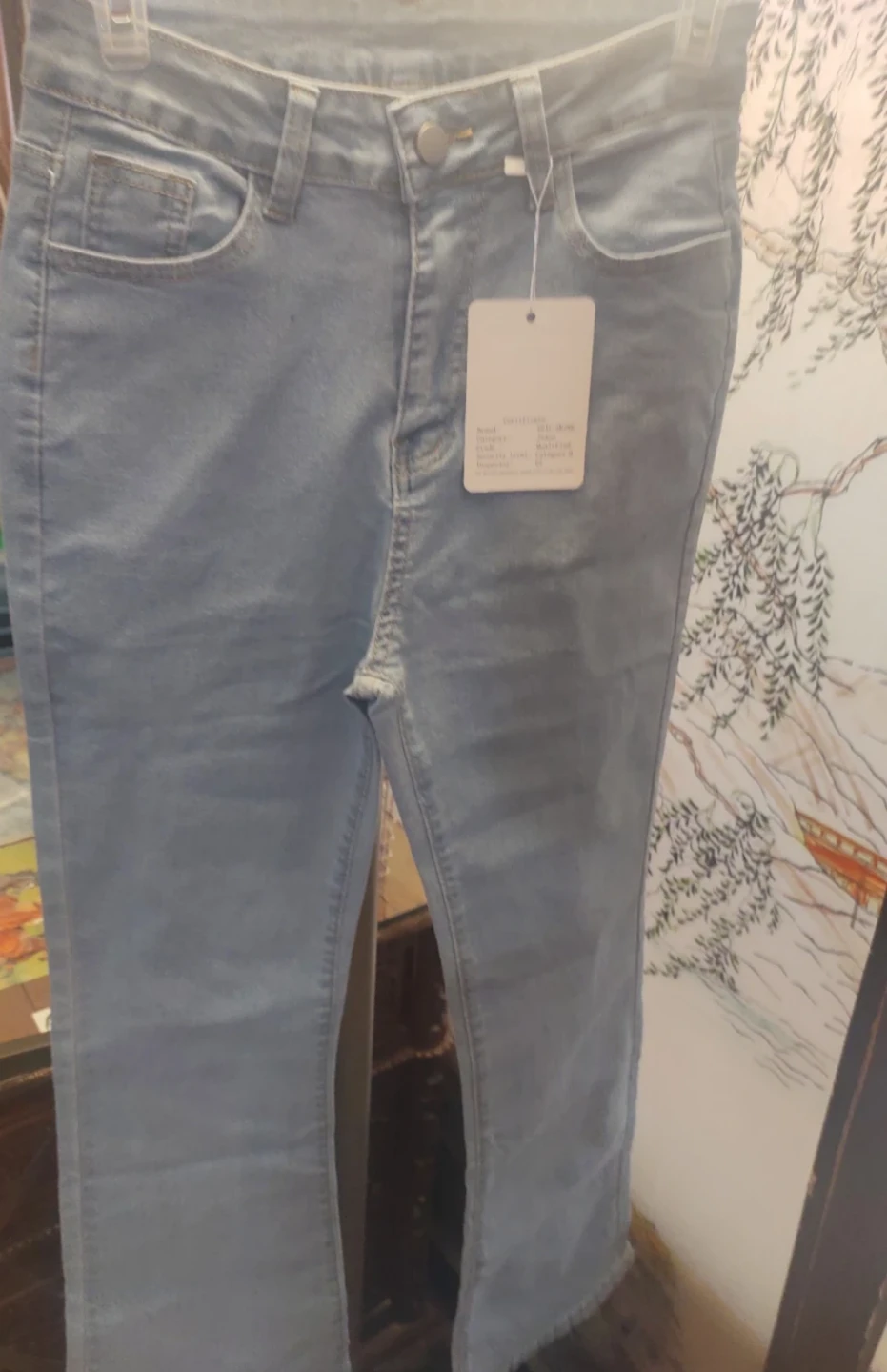 Light Wash Jeans with Pink Bows M