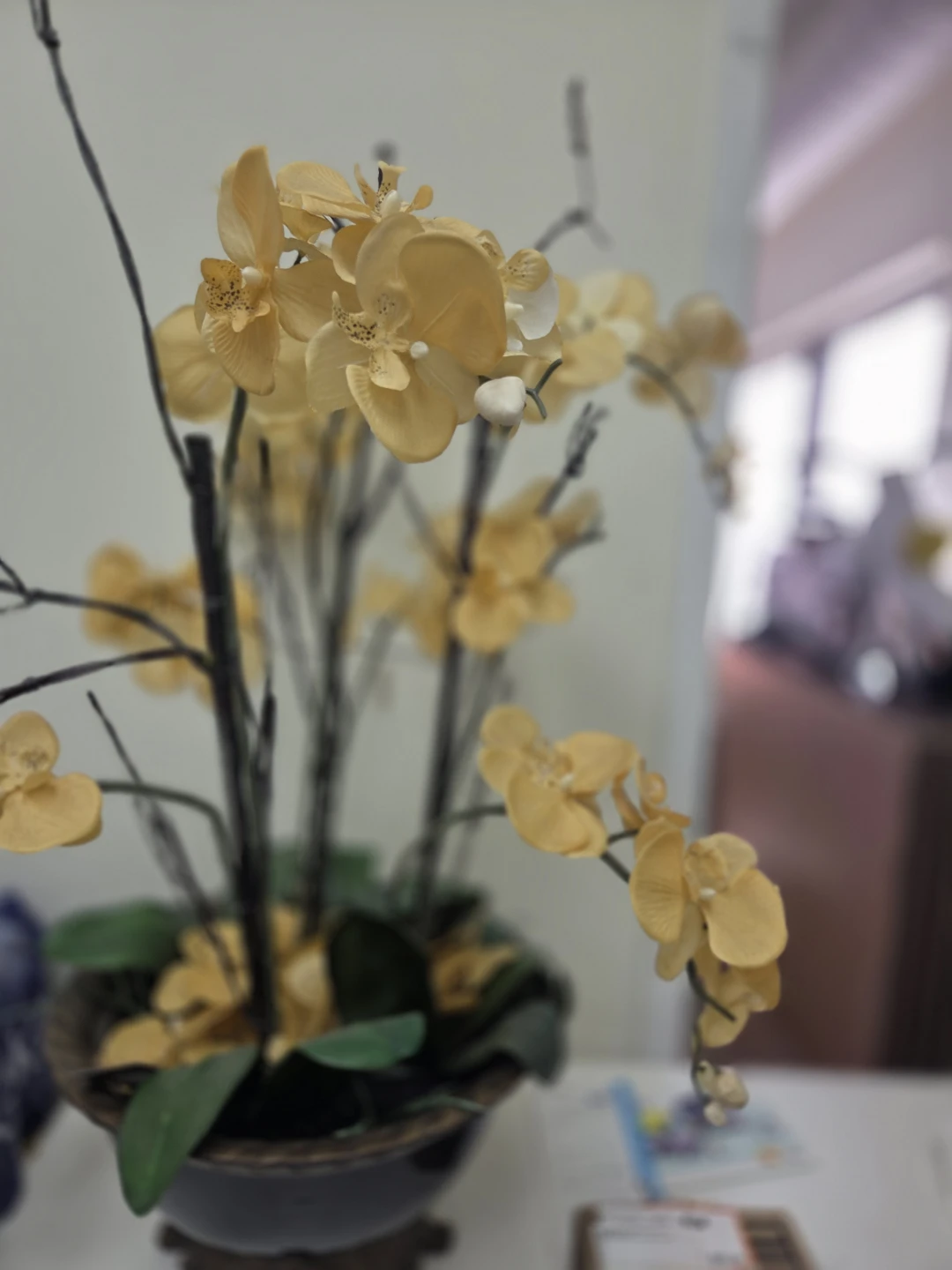 Yellow Faux Orchid Arrangement