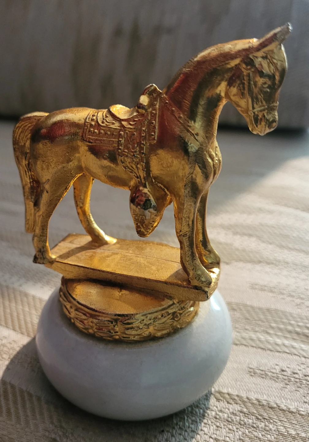 Gold Horse Figurine on Marble Base