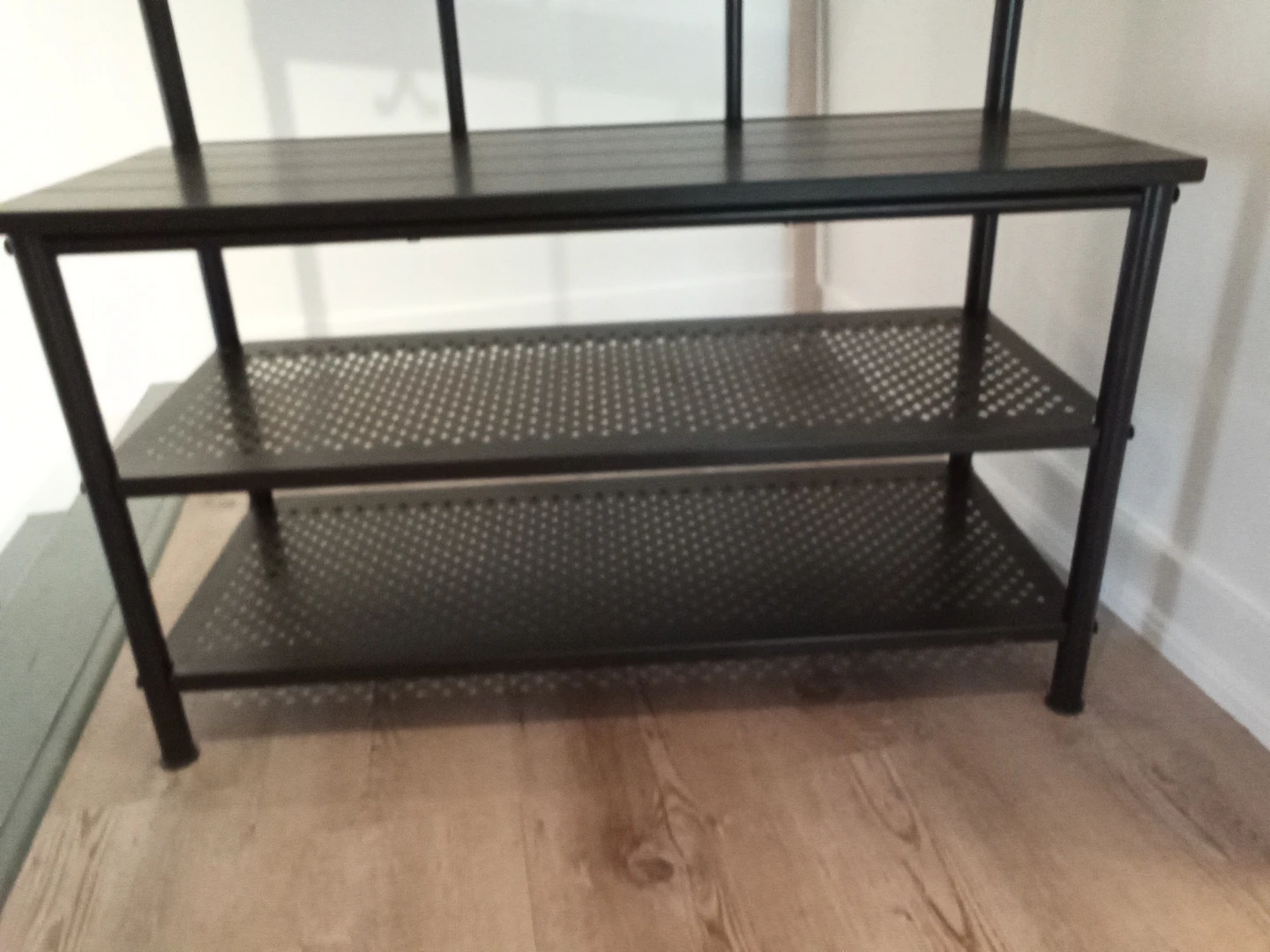 Ikea metal entryway bench with shoe organizer and jacket hooks - photo 2