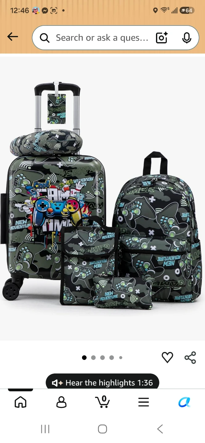 16" Kid's Luggage Set with Spinner Wheels, 6 Piece