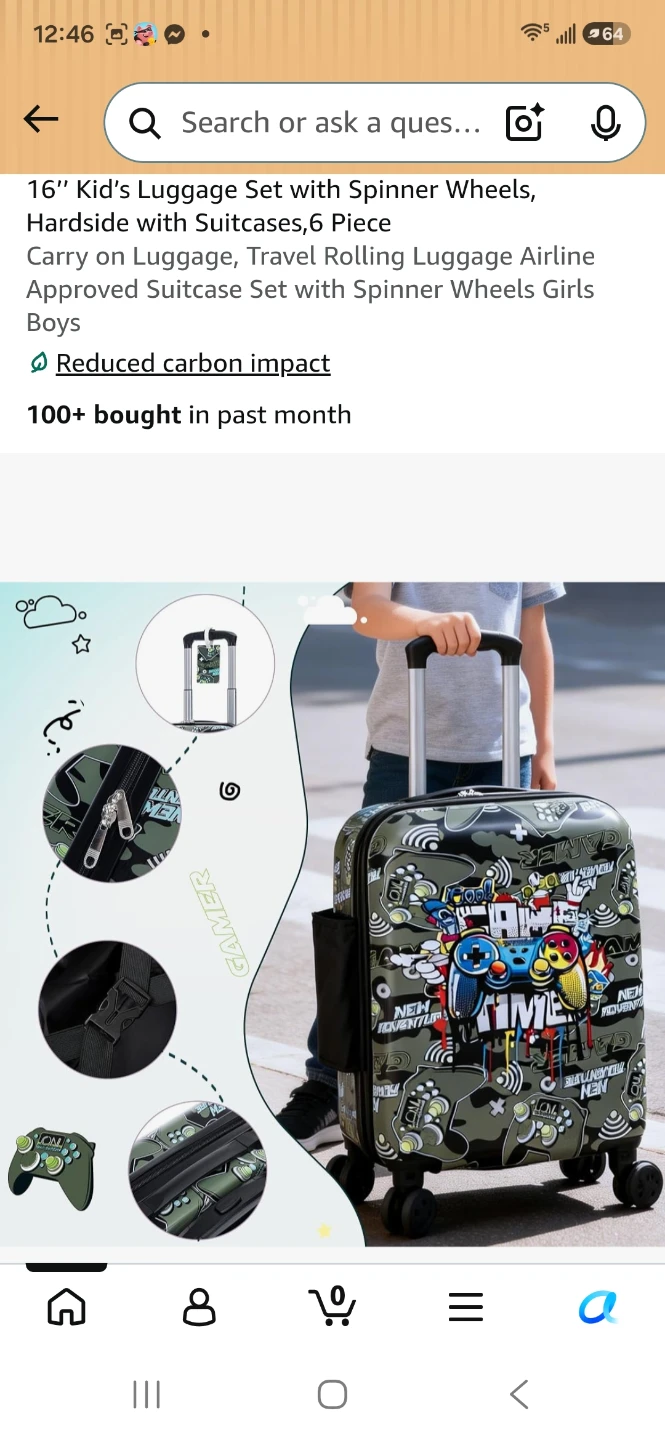 16" Kid's Luggage Set with Spinner Wheels, 6 Piece - photo 2