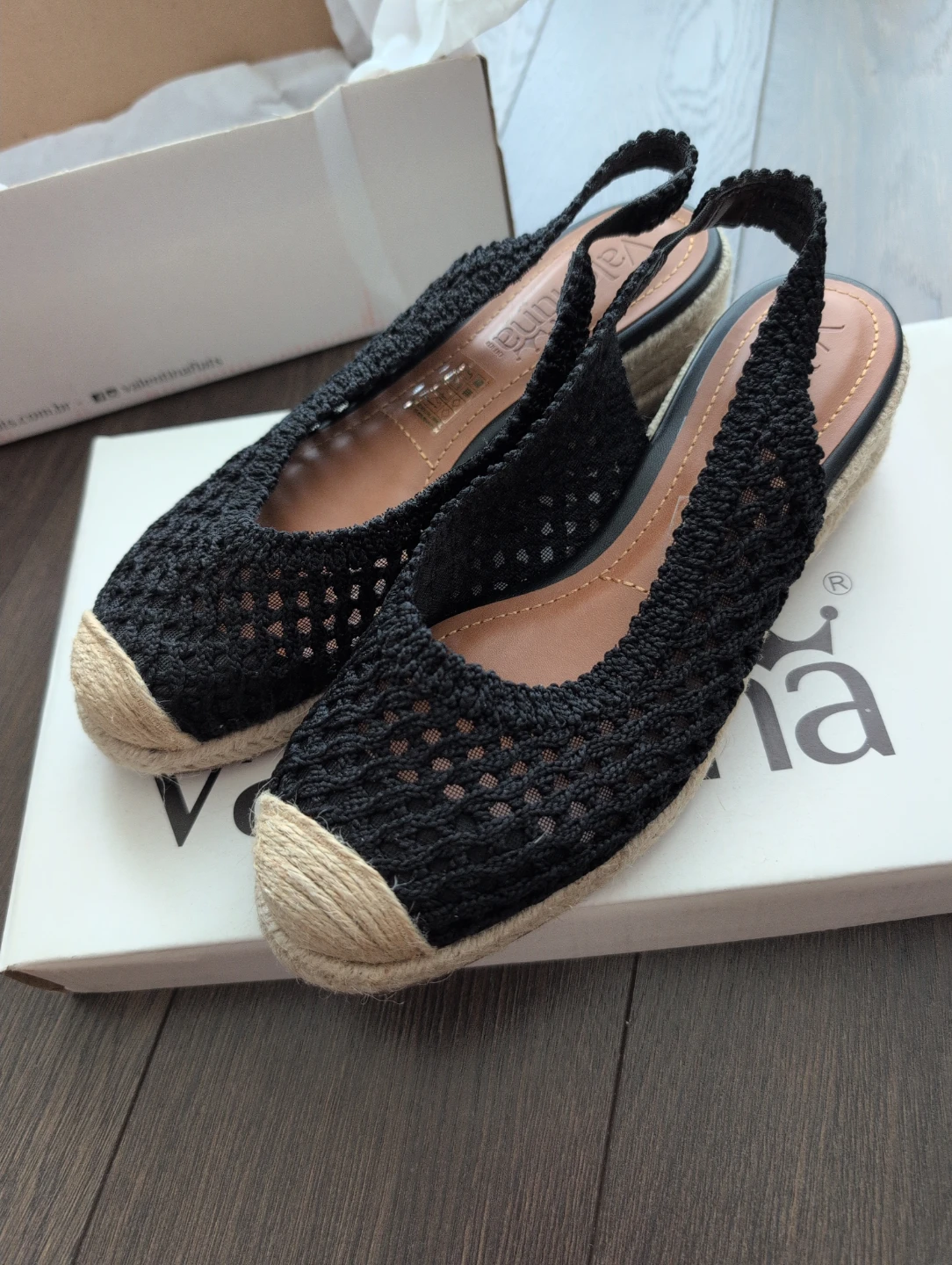 Valentina Black Peep-toe Slingback Espadrille Shoes