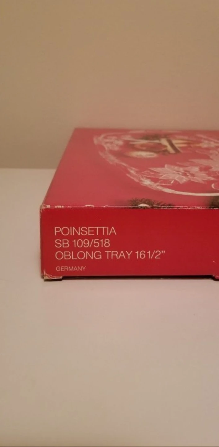 New In Box Mikasa Crystal Poinsettia Oblong Handled Tray - photo 3